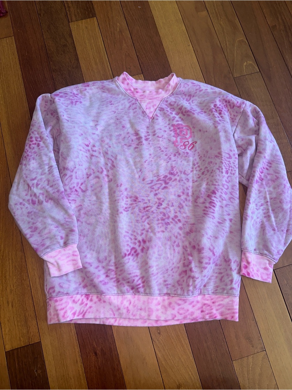 PINK Victorias Secret Pink Tie-Dye Leopard Crewneck Sweatshirt